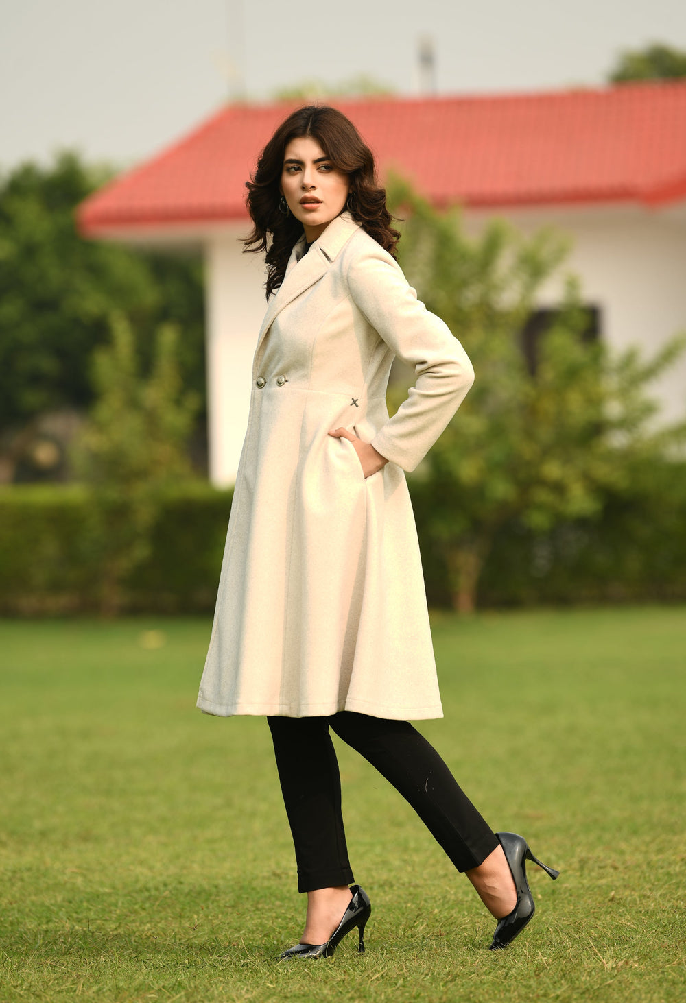 Ivory-Cotton-Blend-Ferocity-Wool-Blend-A-Line-Long-Coat