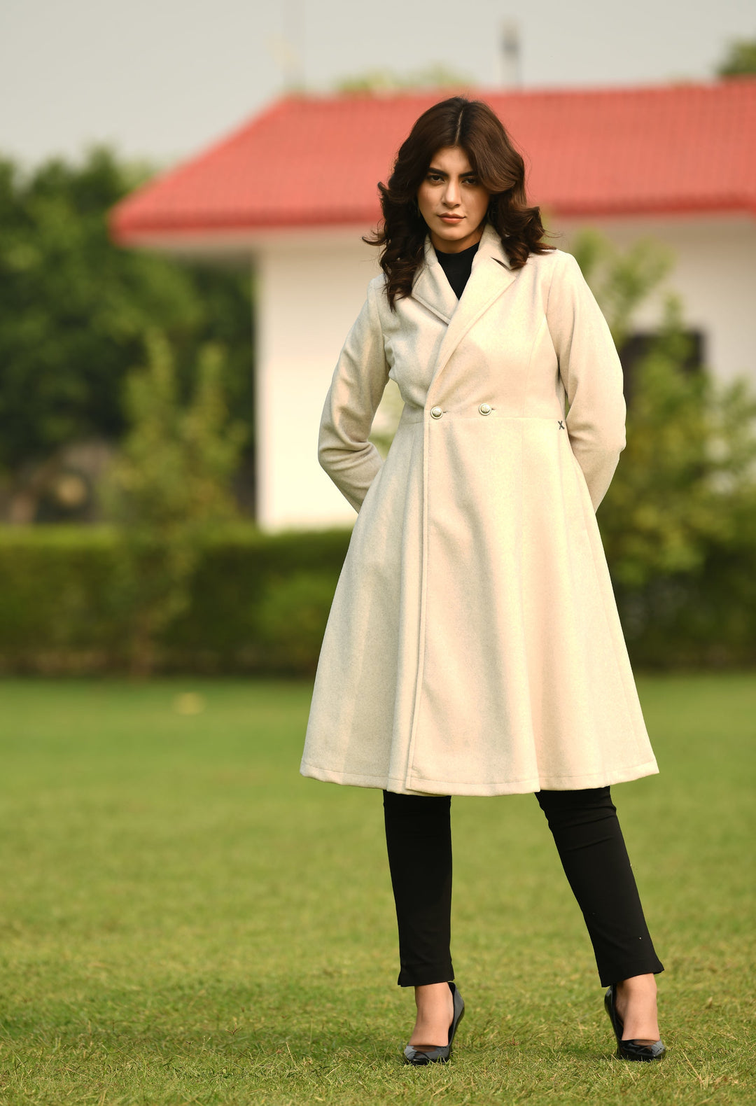 Ivory-Cotton-Blend-Ferocity-Wool-Blend-A-Line-Long-Coat