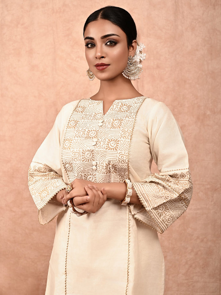 ZERESOUQ-Ivory-Padma-Chanderi-Silk-Sharara-Set-(Set-Of-2)