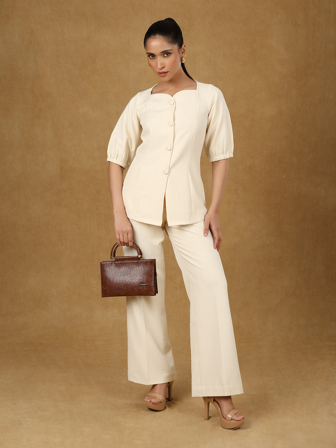 Ivory-Viscose-Rayon-Grace-Sweetheart-Top-&-High-Waisted-Trouser