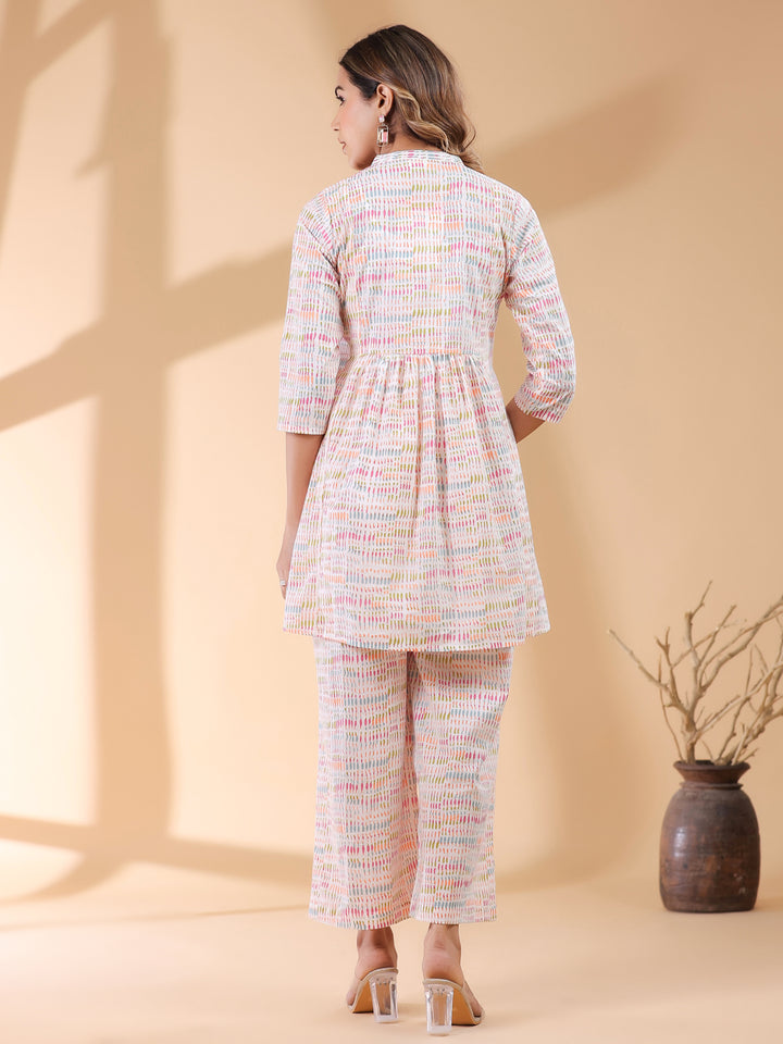 White Cotton Abstract Co-Ord Set