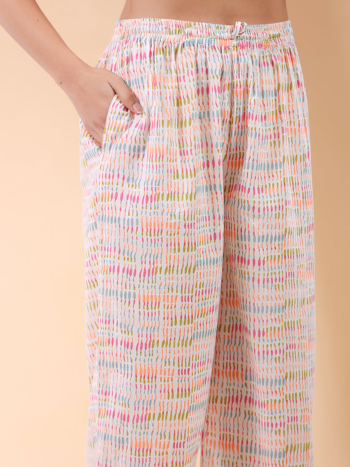 White Cotton Abstract Co-Ord Set