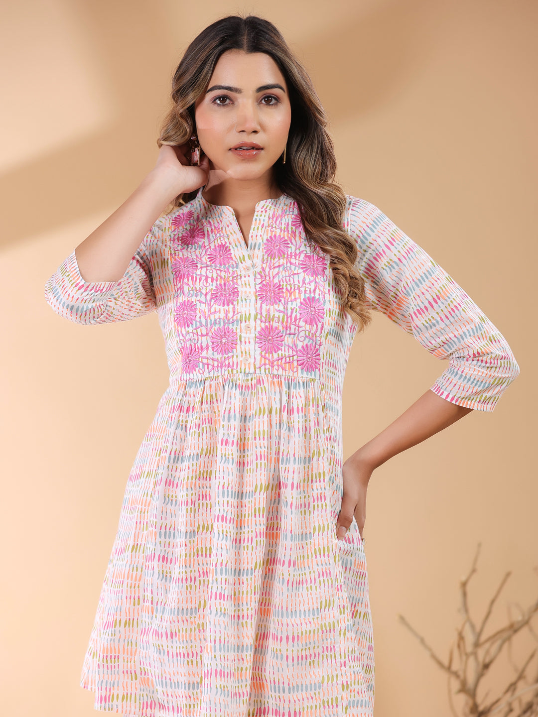 White Cotton Abstract Co-Ord Set