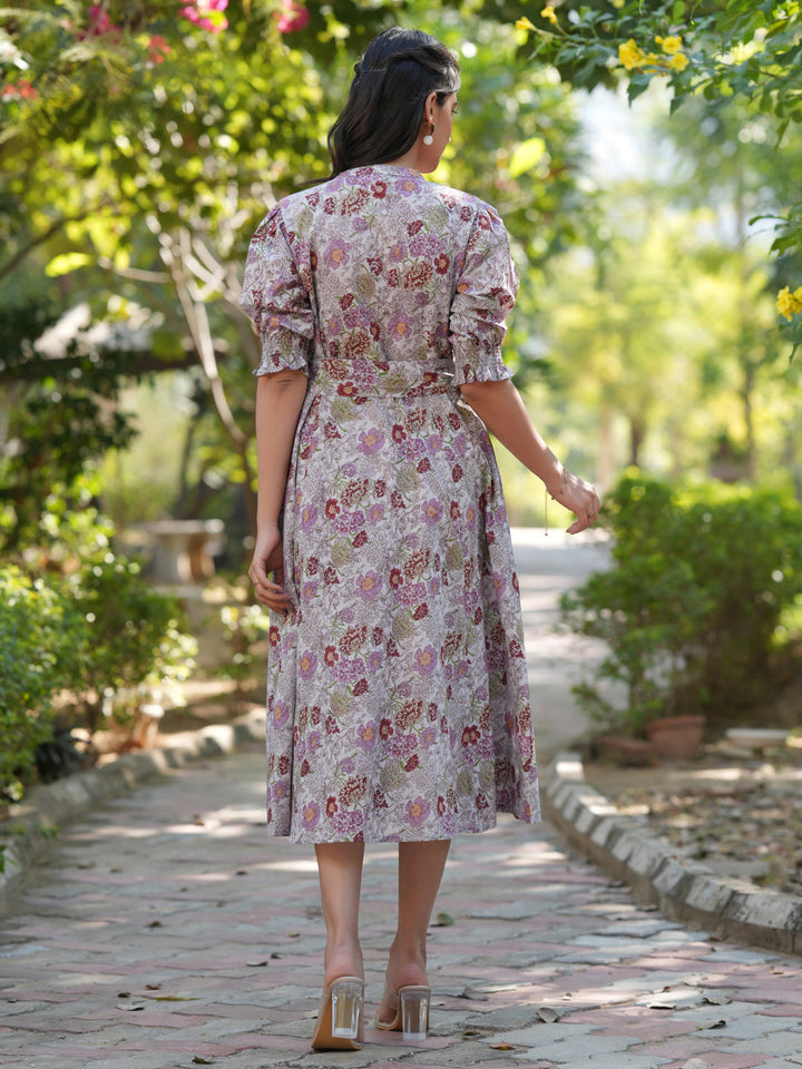 Multicolored Cotton A-Line Dress