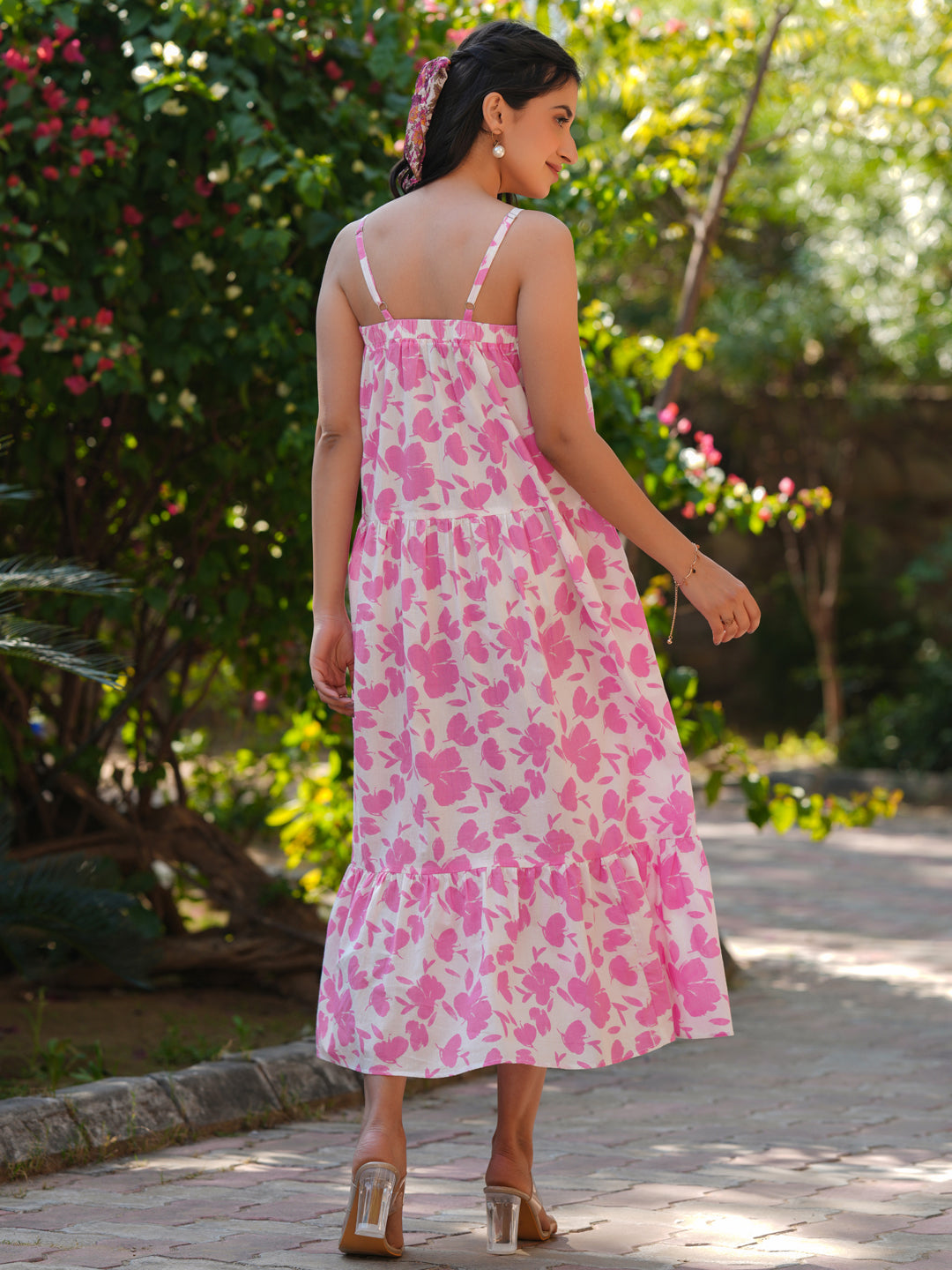 Pink Cotton Tiered Beach Dress