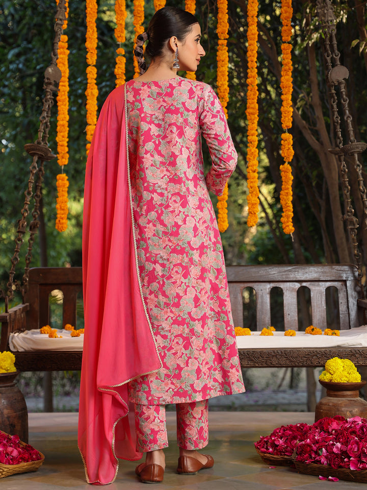 Pink-Cotton-A-Line-Yoke-Embroidered-3-Piece-Kurta-Set