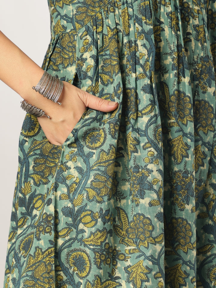 Sea-Green-Cotton-A-Line-Floral-Printed-3-Piece-Kurta-Set