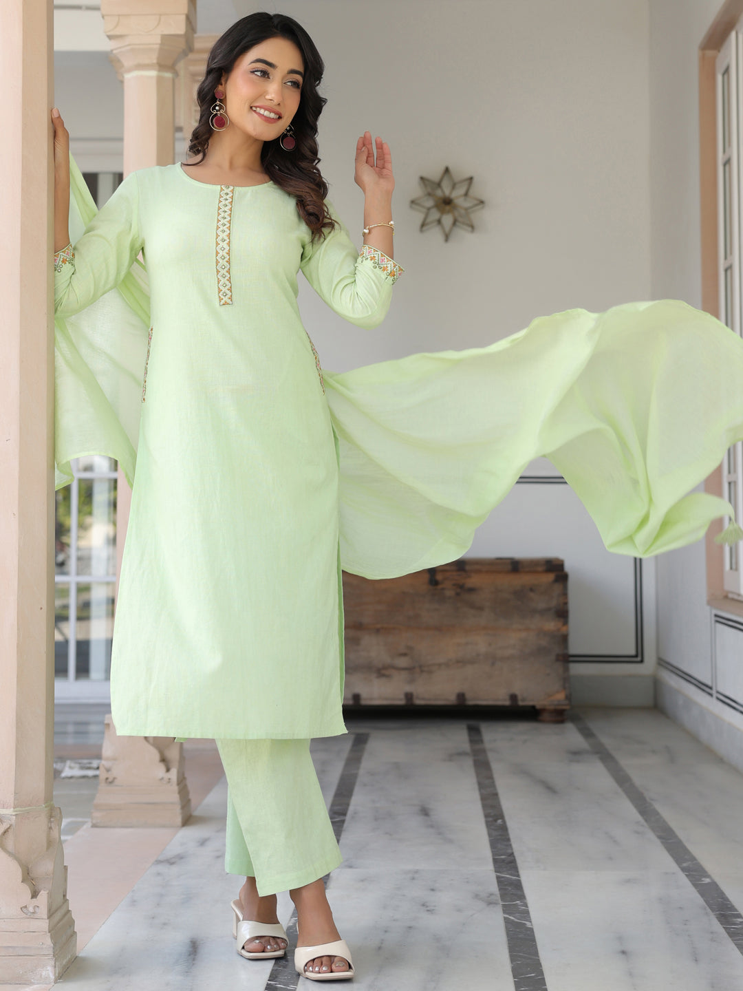 Light-Green-Cotton-Straight--3-Piece-Kurta-Set