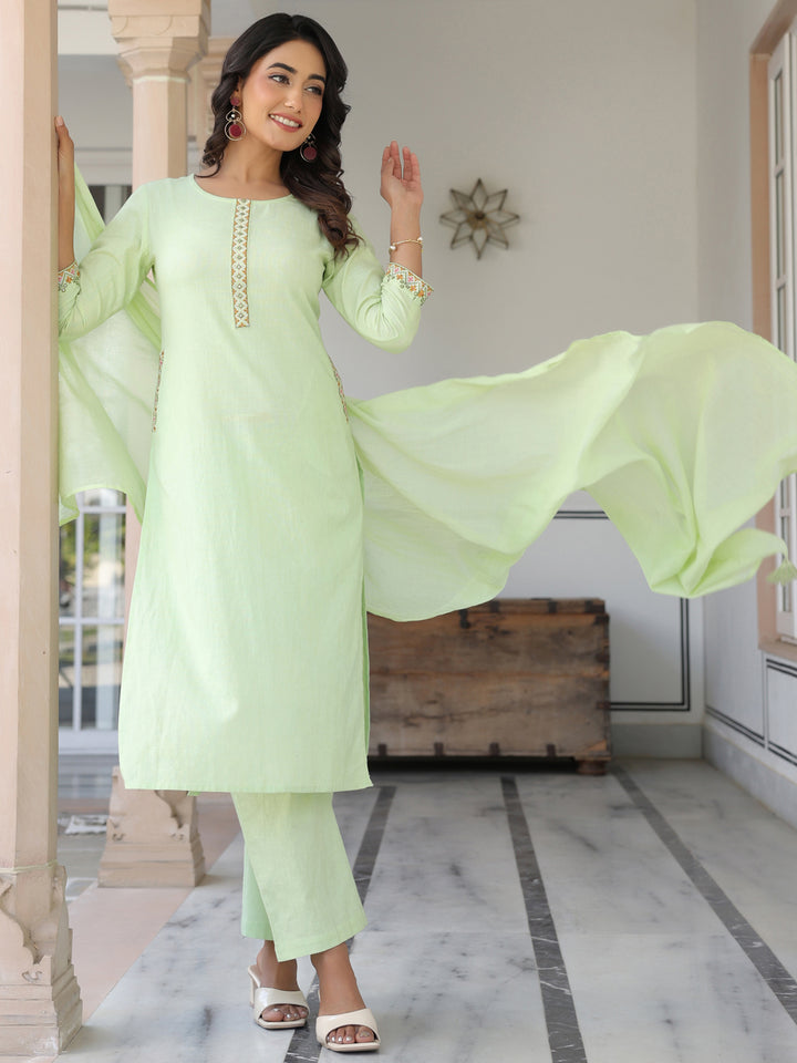Light-Green-Cotton-Straight--3-Piece-Kurta-Set