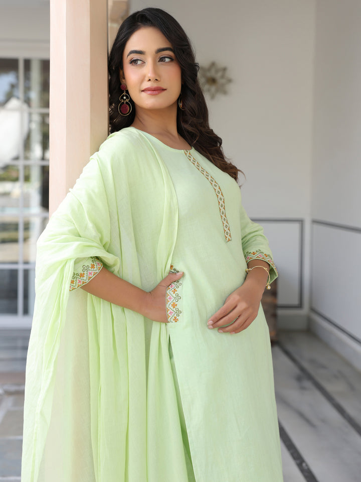 Light-Green-Cotton-Straight--3-Piece-Kurta-Set