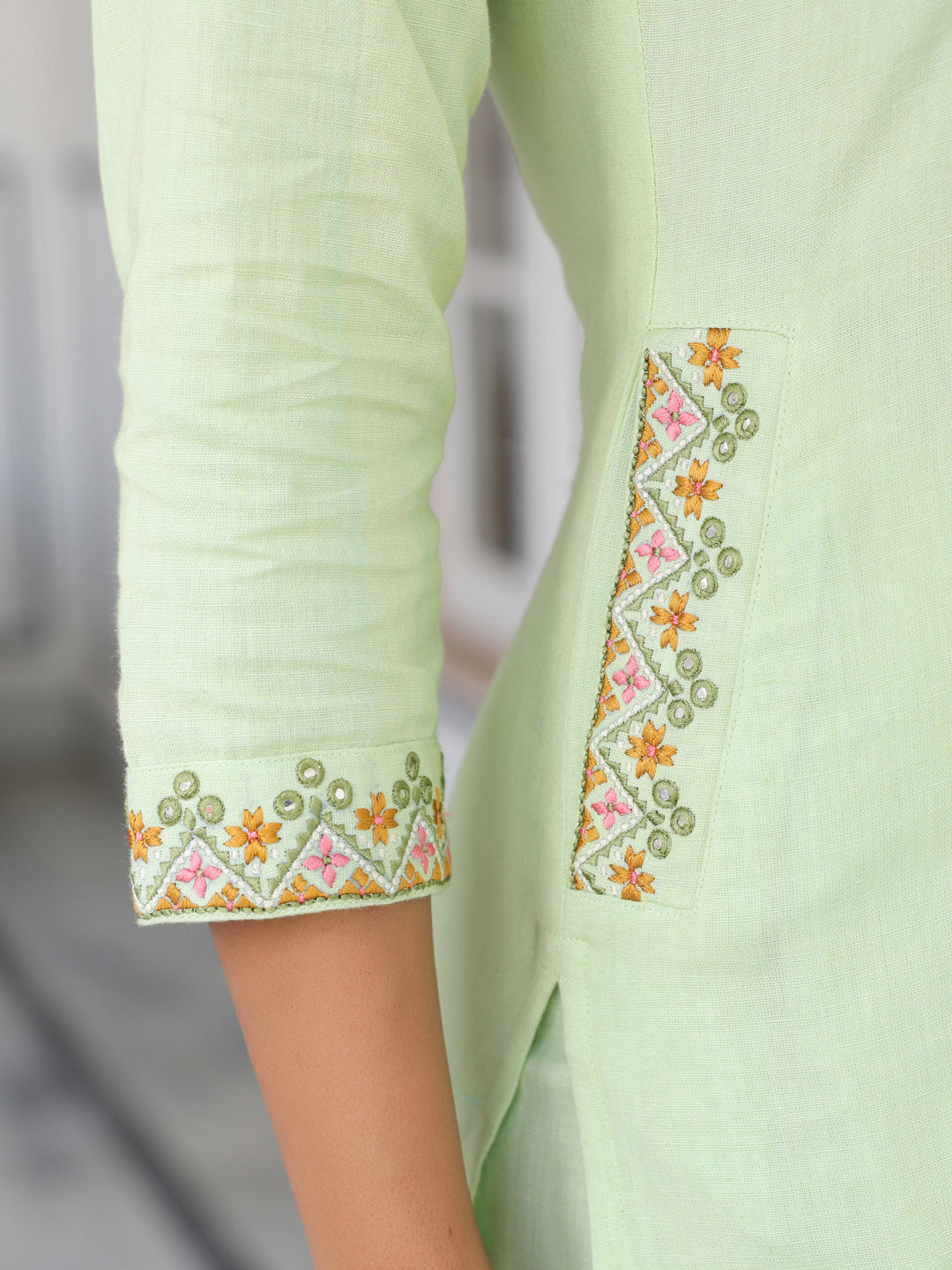 Light-Green-Cotton-Straight--3-Piece-Kurta-Set