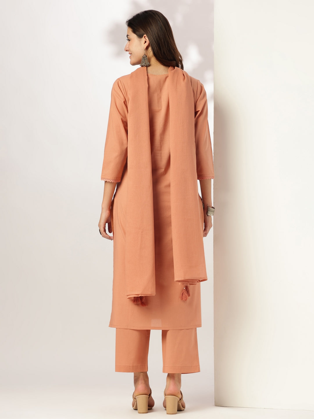 Rust-Cotton-Straight-Solid-3-Piece-Kurta-Set