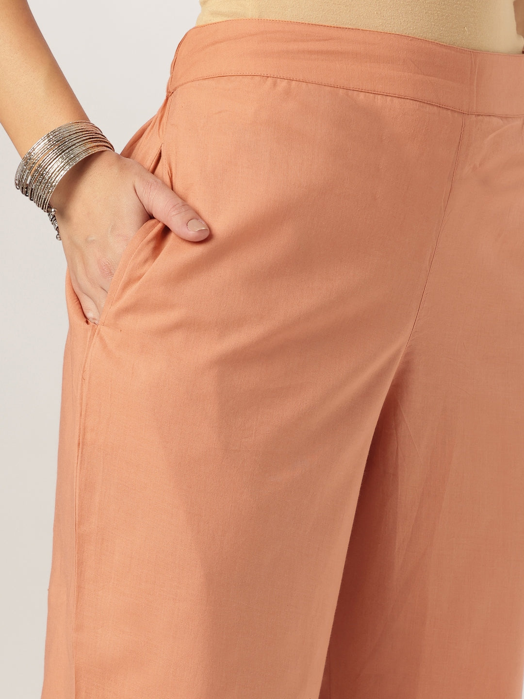 Rust-Cotton-Straight-Solid-3-Piece-Kurta-Set