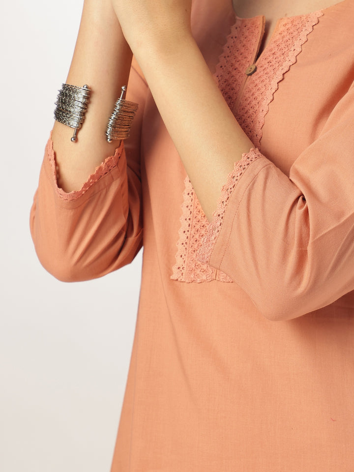 Rust-Cotton-Straight-Solid-3-Piece-Kurta-Set