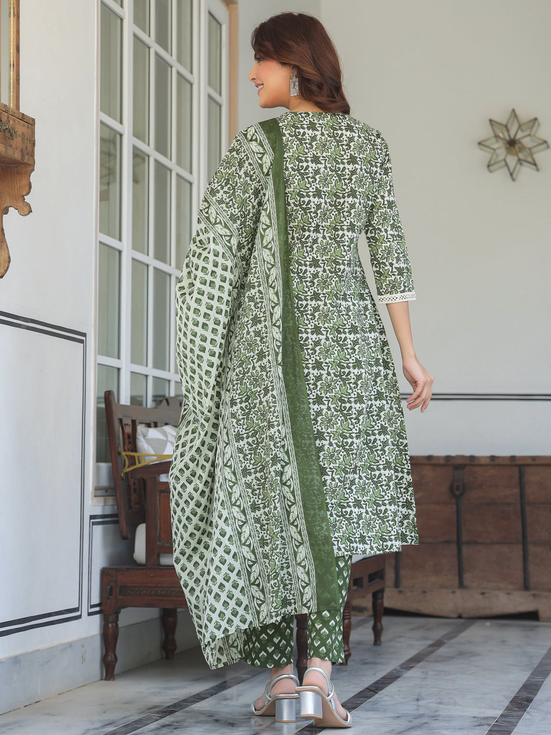 Olive-Cotton-A-Line-Floral-Printed-3-Piece-Kurta-Set