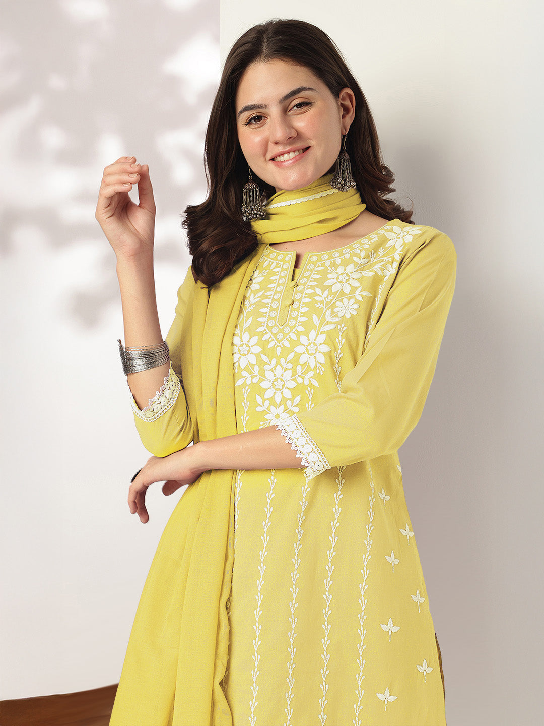 Yellow-Cotton-Straight-Embroidered-3-Piece-Kurta-Set