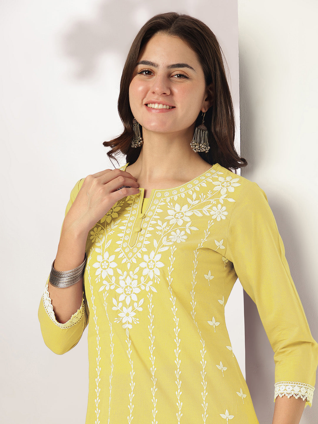 Yellow-Cotton-Straight-Embroidered-3-Piece-Kurta-Set
