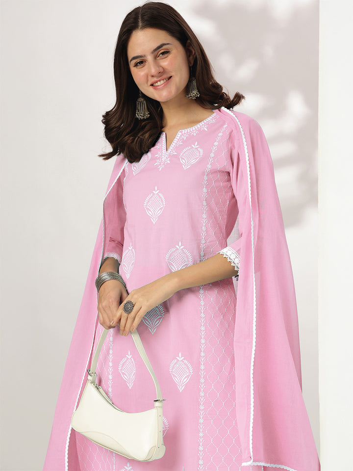 Pink-Cotton-Straight-Embroidered-3-Piece-Kurta-Set