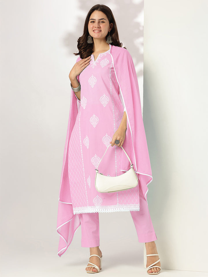 Pink-Cotton-Straight-Embroidered-3-Piece-Kurta-Set