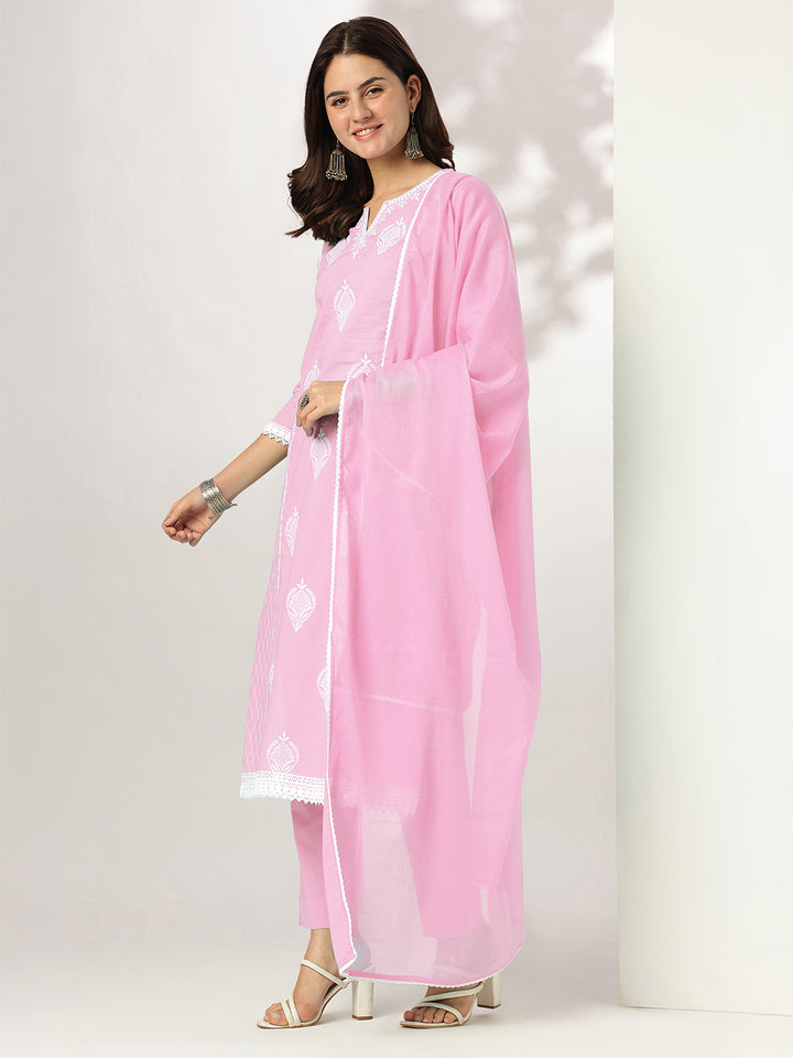 Pink-Cotton-Straight-Embroidered-3-Piece-Kurta-Set