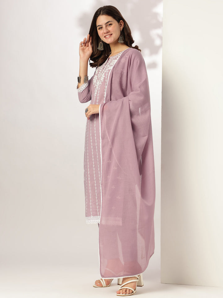 Purple-Cotton-Straight-Embroidered-3-Piece-Kurta-Set
