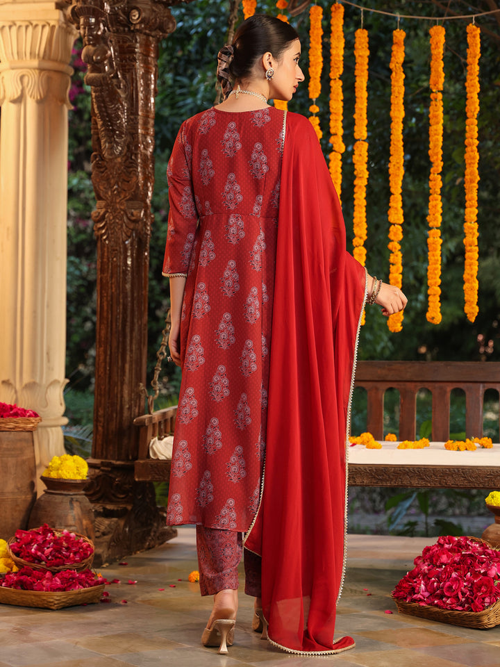 Maroon-Georgette-A-Line-Yoke-Embroidered-3-Piece-Kurta-Set