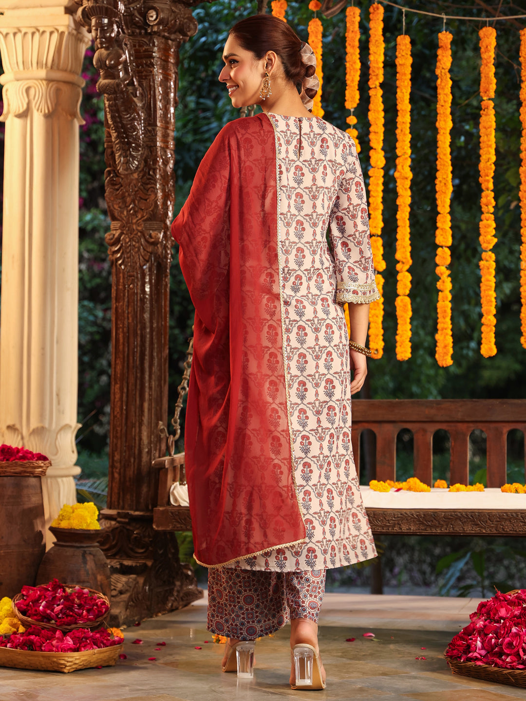 Cream-Georgette-Straight-Ajrakh-3-Piece-Kurta-Set
