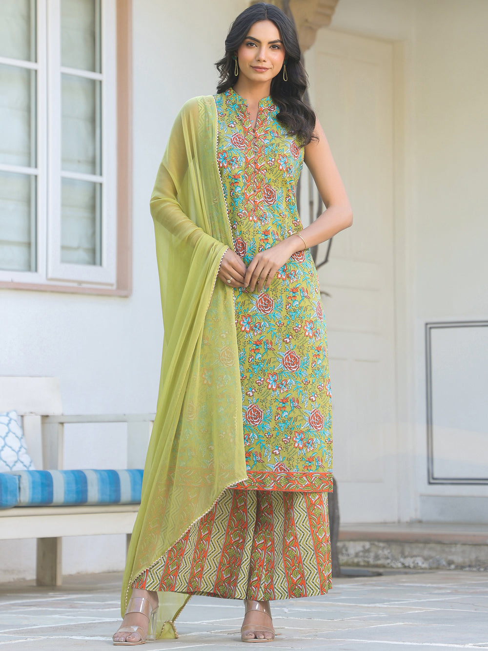 Light-Green-Cotton-Straight-3-Piece-Kurta-Set