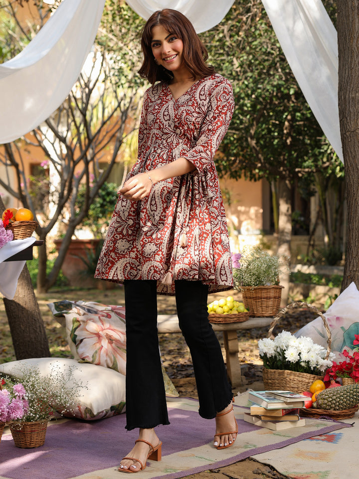 Maroon Cotton Paisley Tunic Only