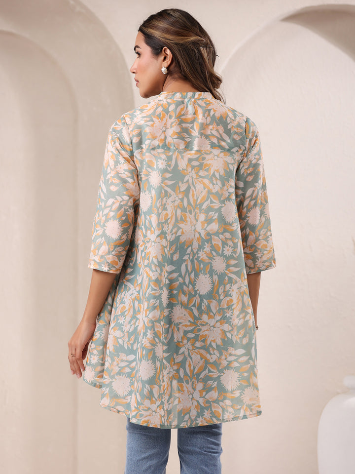 Sage Cotton Blend Floral A-Line Tunic Only