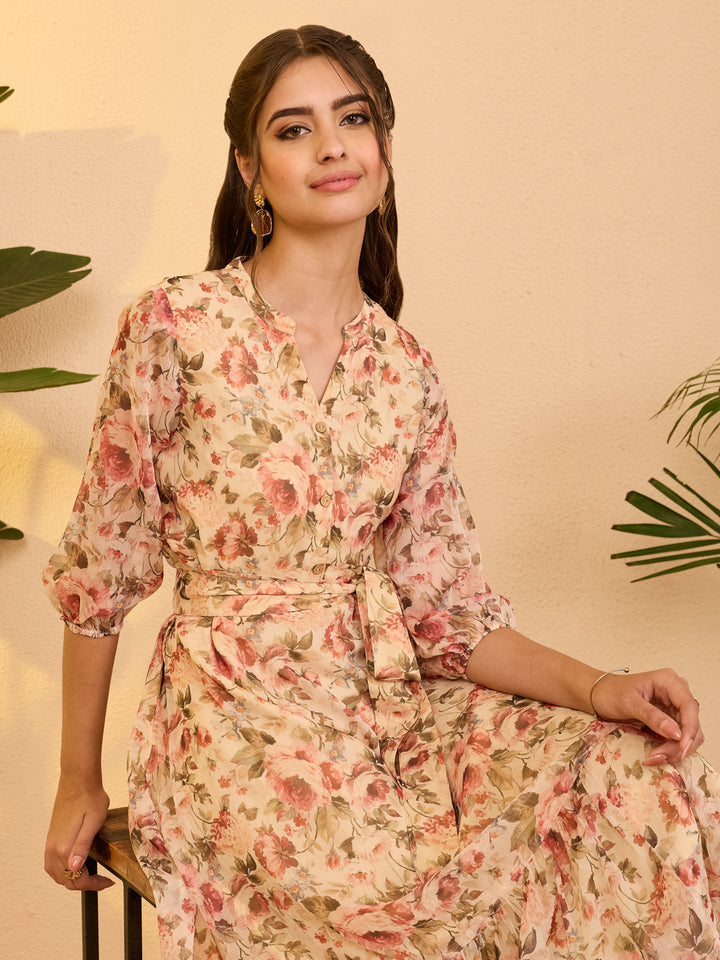Beige Midi Dress