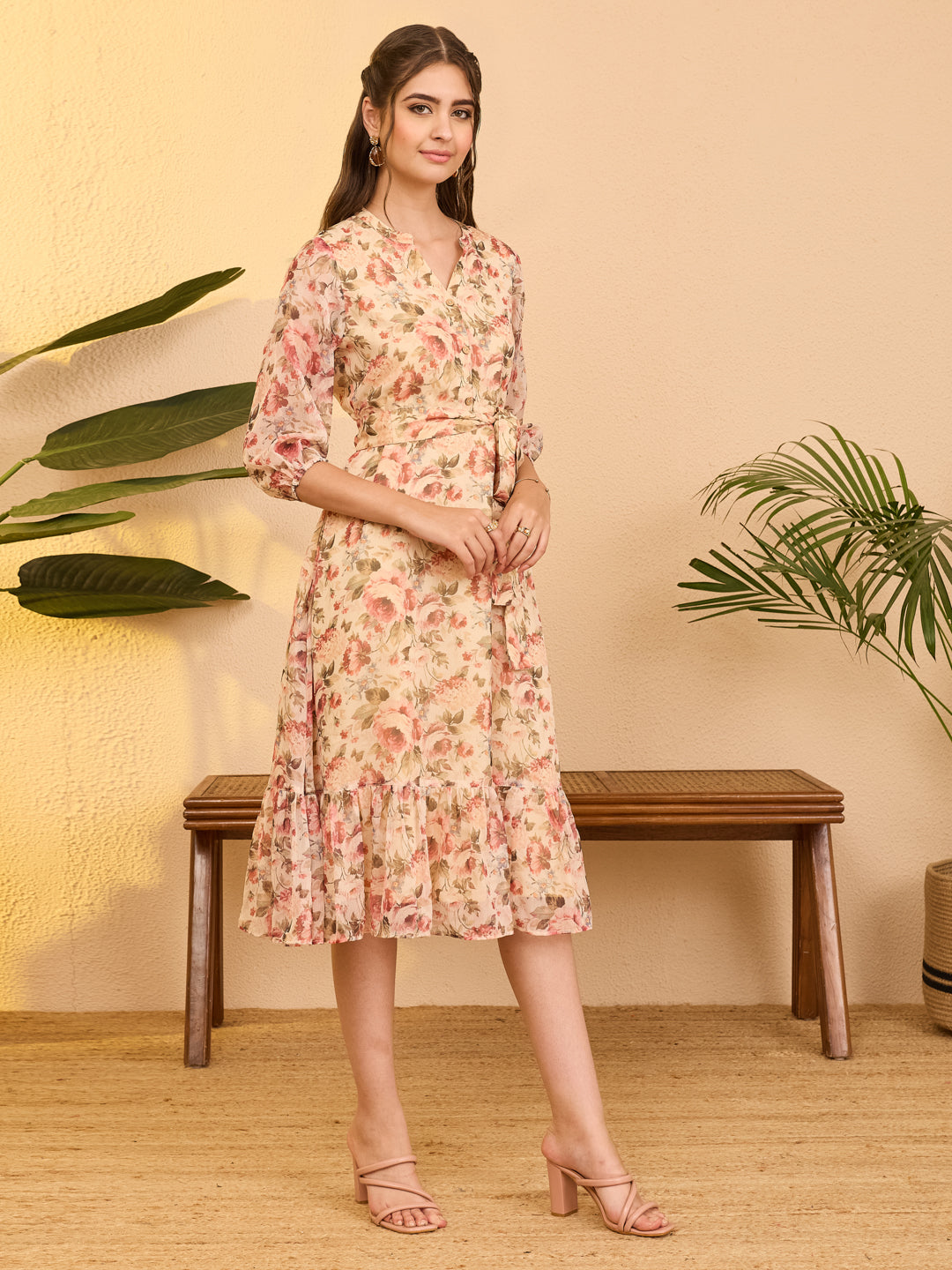Beige Midi Dress