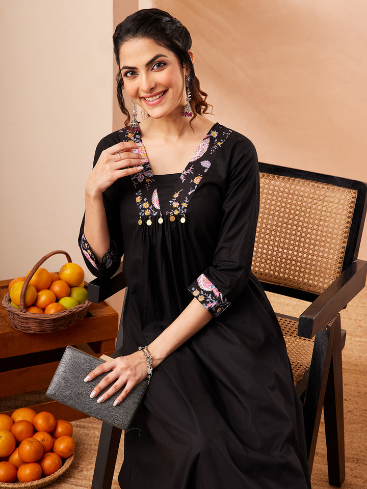 Black Yoke Design A-Line Kurta &amp; Bottom