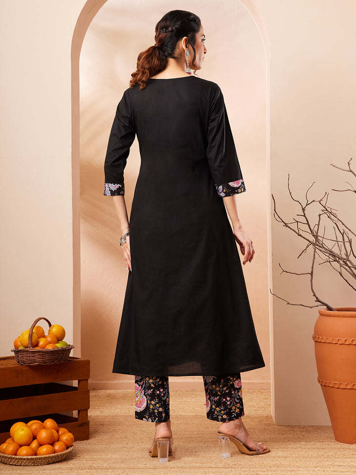 Black Yoke Design A-Line Kurta &amp; Bottom