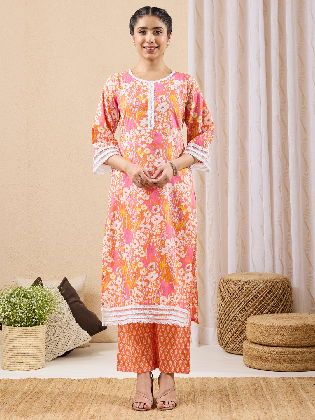 Orange 2-Piece Kurta Set