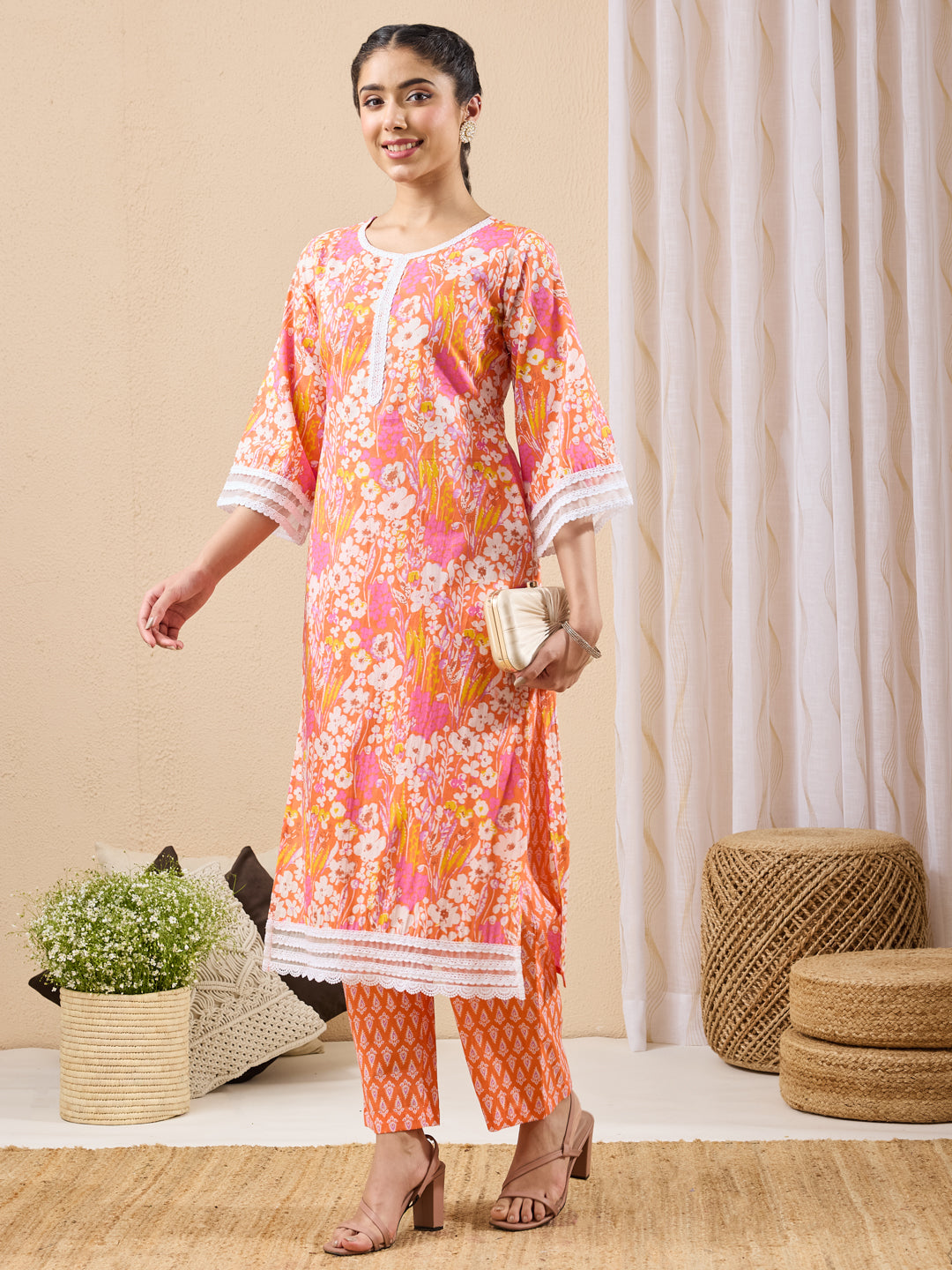 Orange 2-Piece Kurta Set
