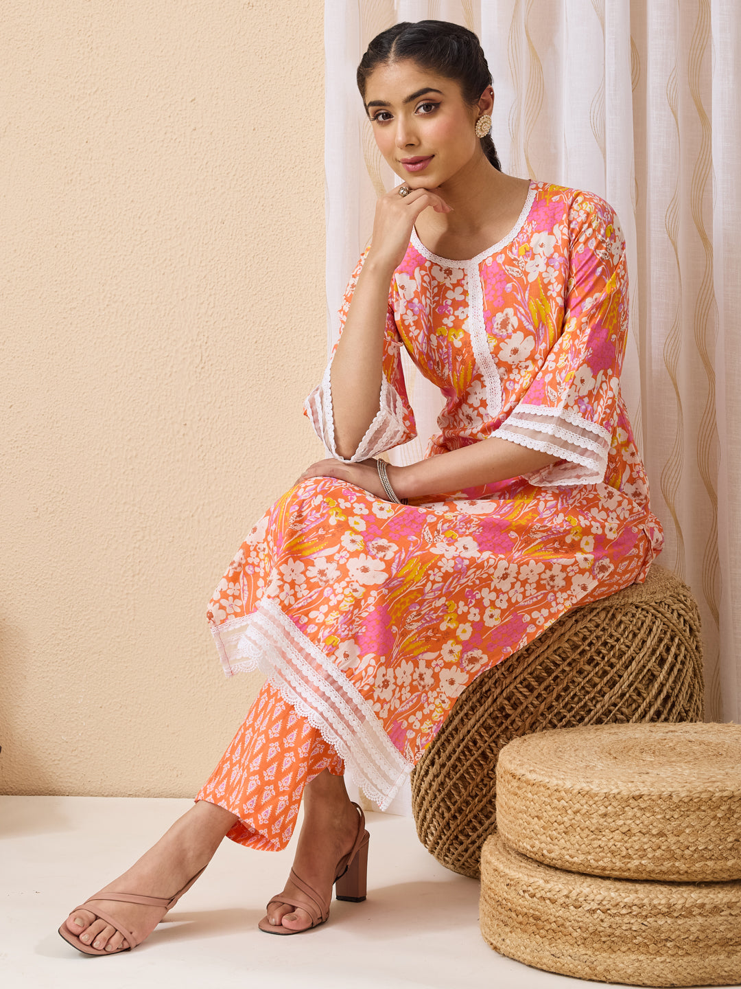 Orange 2-Piece Kurta Set