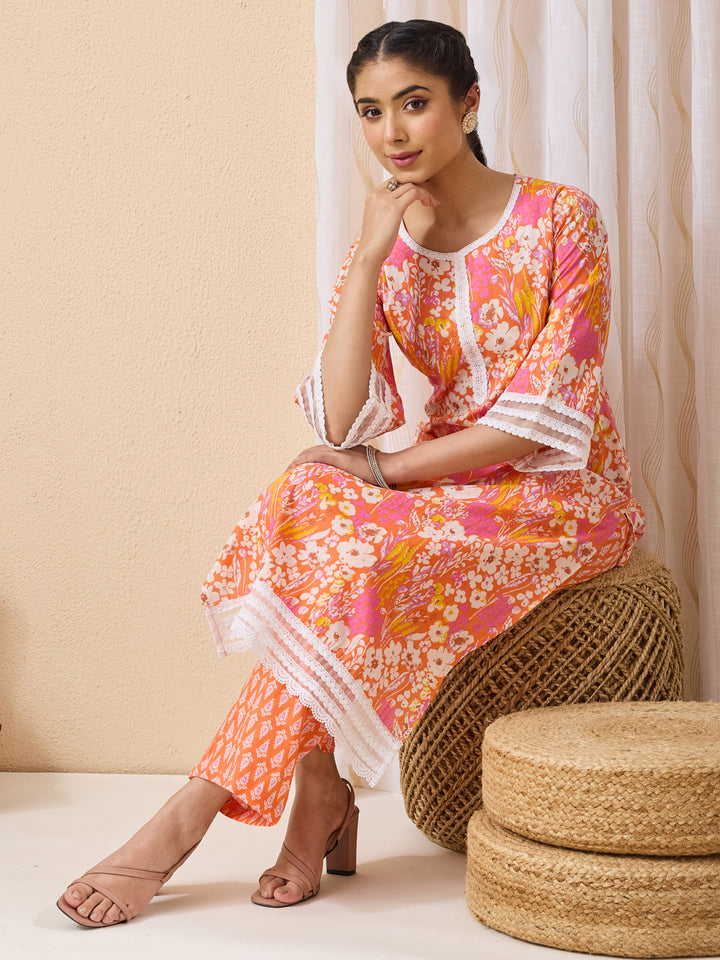 Orange 2-Piece Kurta Set