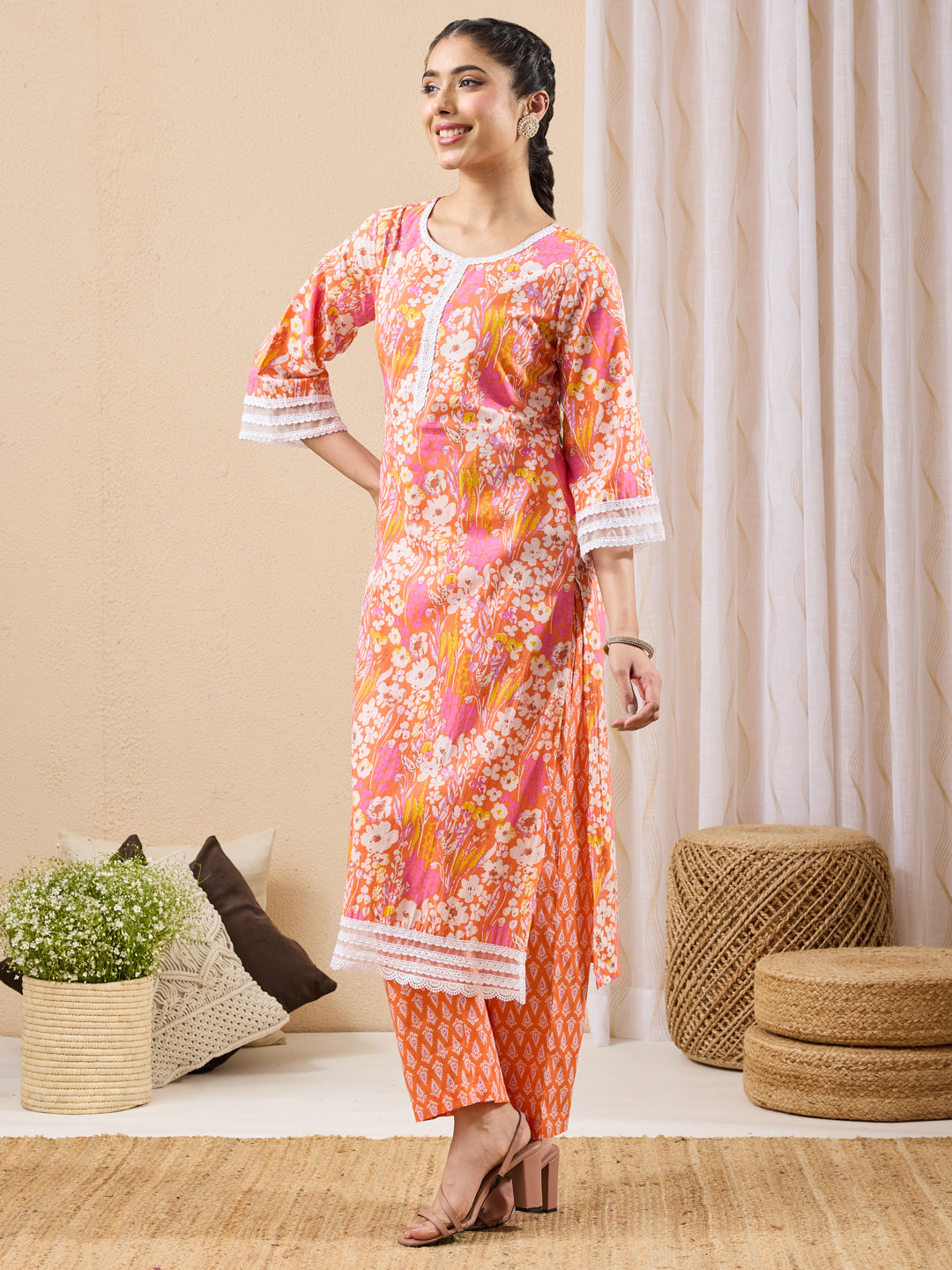 Orange 2-Piece Kurta Set