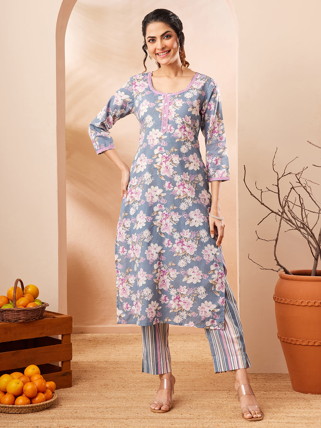 Grey 2-Piece Kurta Set
