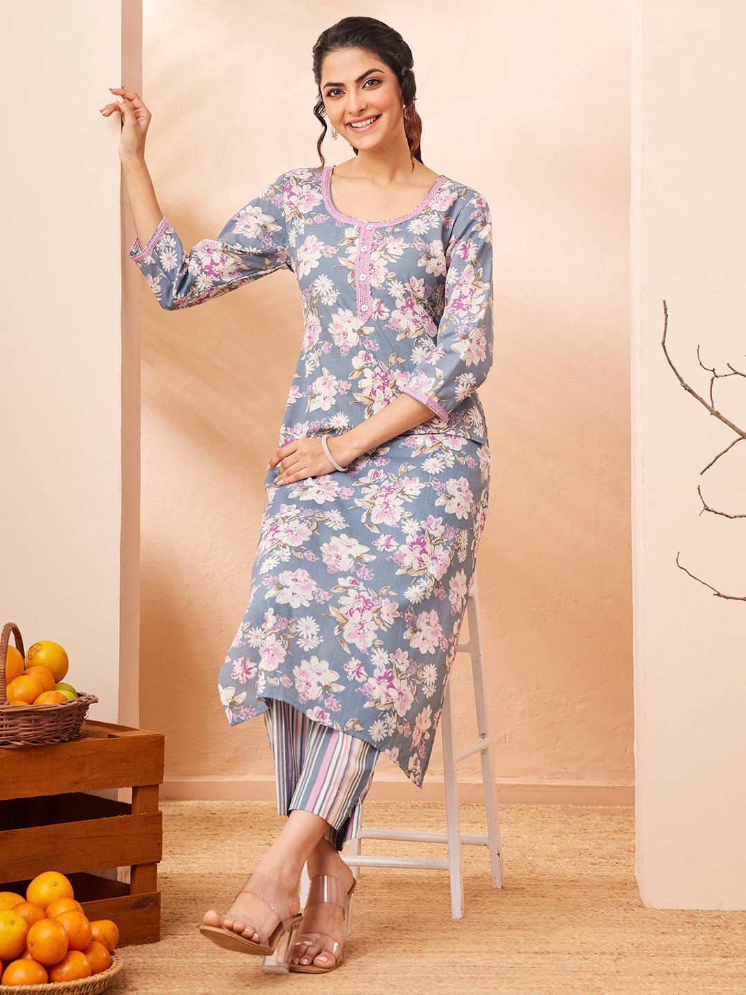 Grey 2-Piece Kurta Set