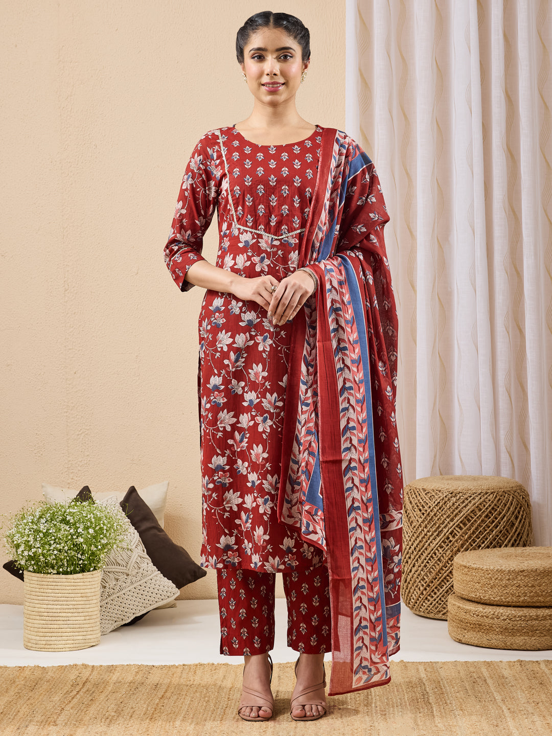 Red 3-Piece Kurta Set