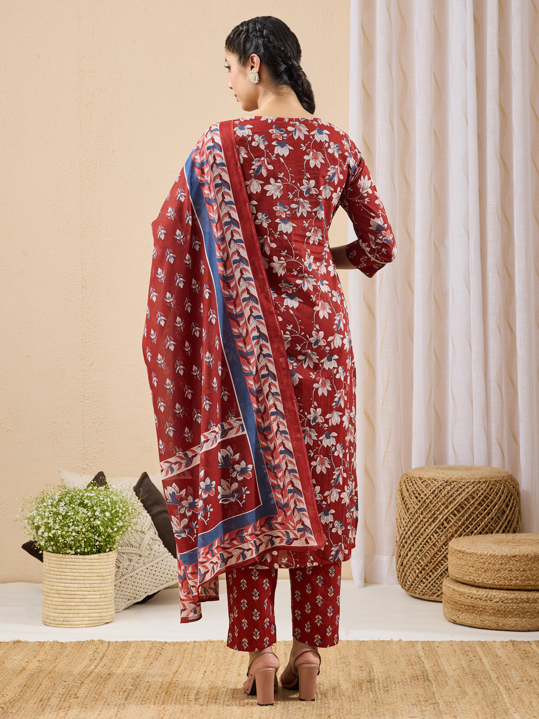 Red 3-Piece Kurta Set