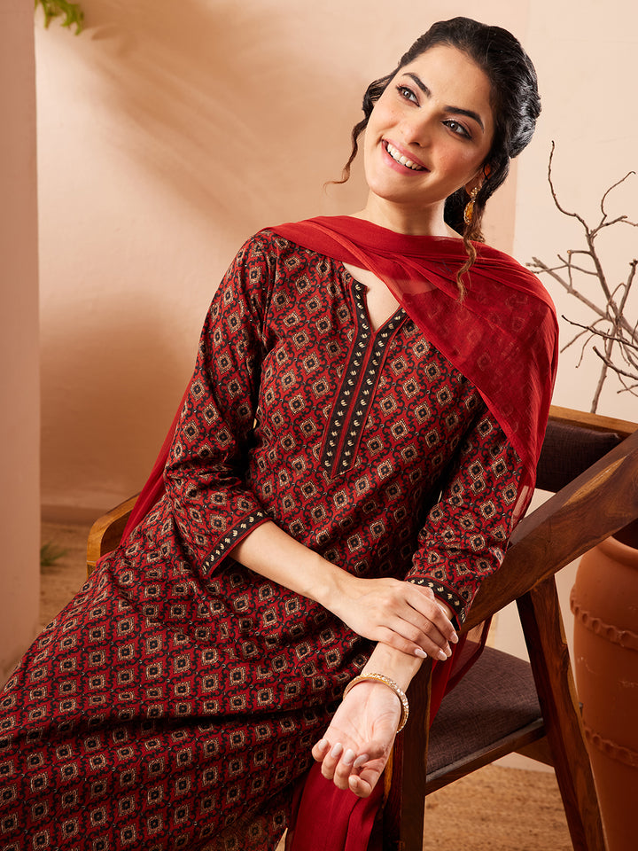 Red 3-Piece Kurta Set
