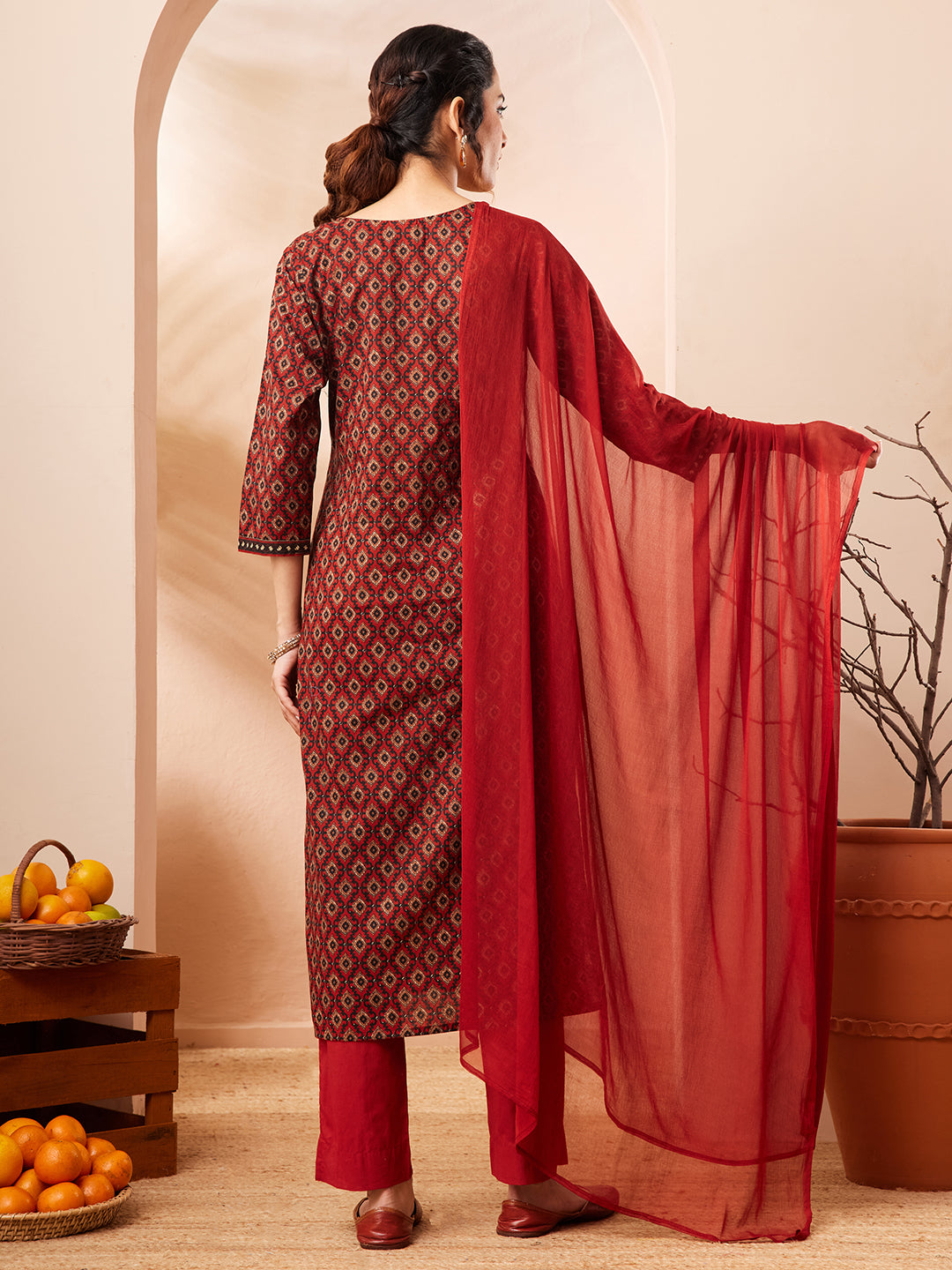 Red 3-Piece Kurta Set