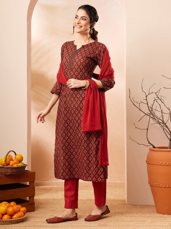 Red 3-Piece Kurta Set