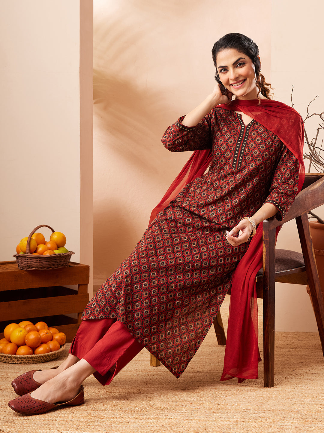 Red 3-Piece Kurta Set