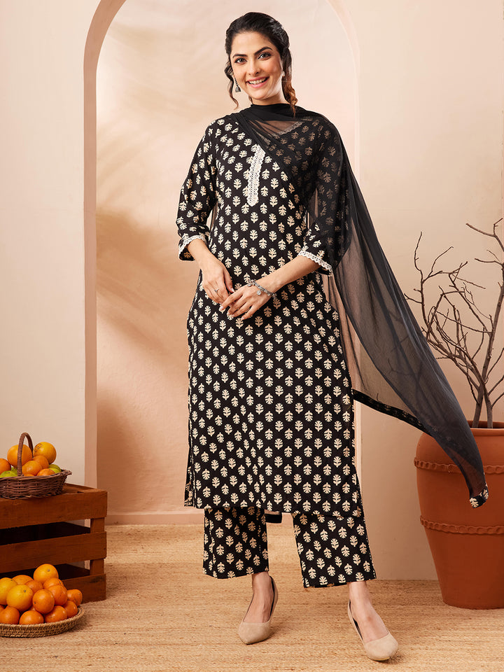 Black 3-Piece Kurta Set
