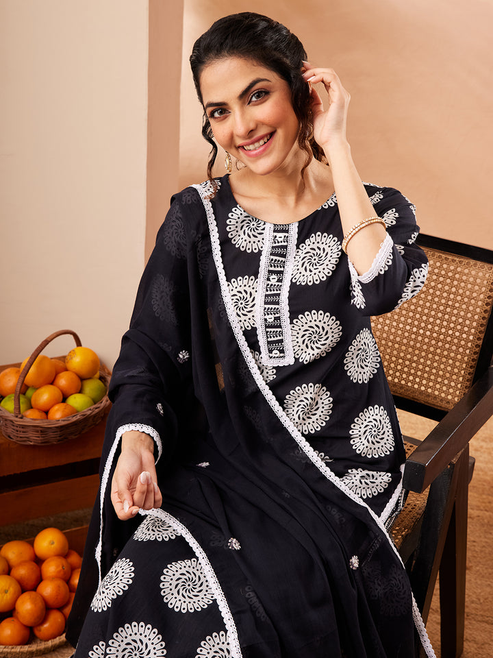 Black 3-Piece Kurta Set