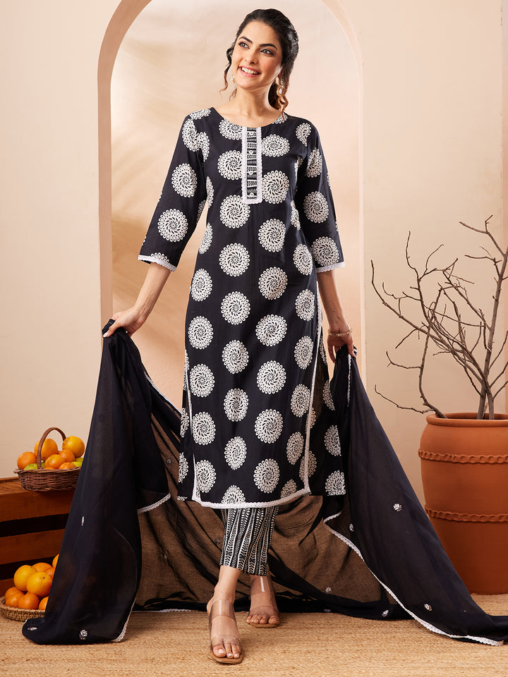 Black 3-Piece Kurta Set